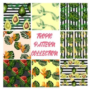 Seamless pattern of tropical flowers green leaves of palm trees and flowers b Illustration