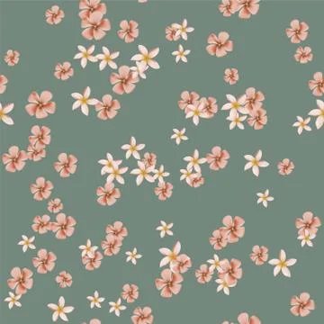 Seamless pattern with tropical flowers Stock Illustration