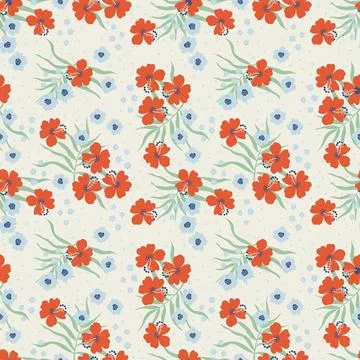 Seamless pattern with tropical flowers Stock Illustration