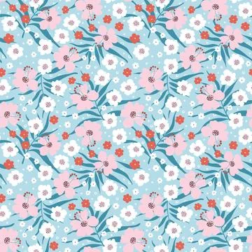 Seamless pattern with tropical flowers. Stock Illustration