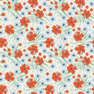 Seamless pattern with tropical flowers Stock Illustration