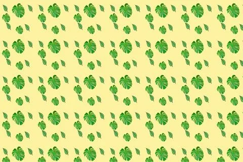 Seamless pattern with tropical green monstera leaves isolated on beige backgr Stock Photos