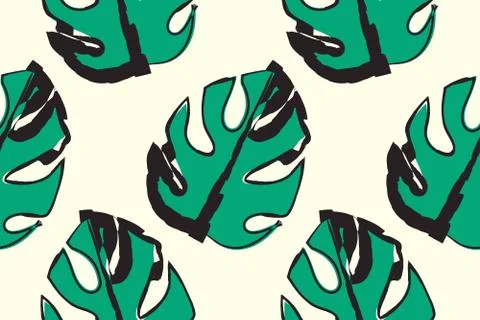 Seamless pattern of tropical leaf, tropical vector illustration, doodle drawi イラスト素材