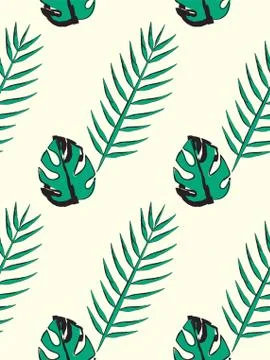Seamless pattern of tropical leaf, tropical vector illustration, doodle drawi 스톡 일러스트