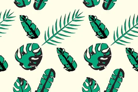 Seamless pattern of tropical leaf, tropical vector illustration, doodle drawi Illustrazione stock