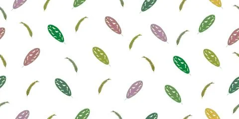 Seamless pattern with tropical leaves and herbs. Isolated elements. イラスト素材