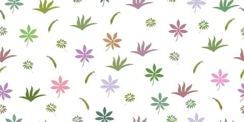 Seamless pattern with tropical leaves and herbs. Isolated elements. 스톡 일러스트