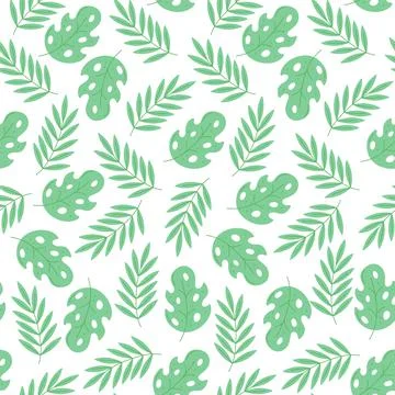 Seamless pattern tropical leaves exotic palm tree. Vector summer background. Stock Illustration