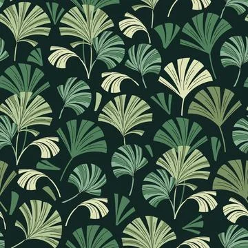 Seamless pattern with tropical leaves in flat style. Endless texture with p.. Stock Illustration