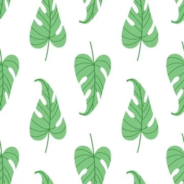 Seamless pattern with tropical leaves in flat style. Perfect for diverse eco Illustrazione stock