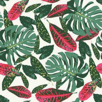 Seamless pattern with tropical leaves. Stock Illustration