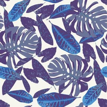 Seamless pattern with tropical leaves. Stock Illustration