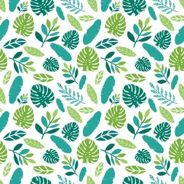 Seamless pattern with tropical leaves Stock Illustration