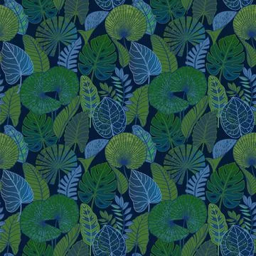 Seamless pattern with tropical leaves Stock Illustration