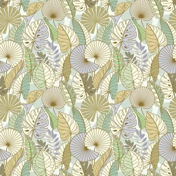 Seamless pattern with tropical leaves Stock Illustration
