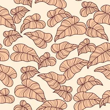 Seamless pattern with tropical leaves on a light background 库存插图