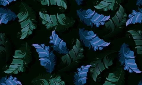 Seamless pattern with tropical leaves. Realistic botanical illustration. Stock Illustration