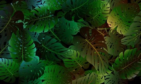 Seamless pattern with tropical leaves. Realistic botanical illustration floral Stock Illustration