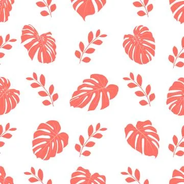 Seamless pattern with tropical leaves. Vector illustration. Stock Illustration