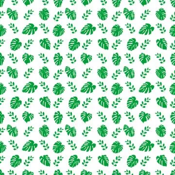 Seamless pattern with tropical leaves. Vector illustration. Stock Illustration