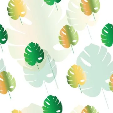 Seamless pattern with tropical leaves vector - exotic big leaf - summer theme Illustrazione stock
