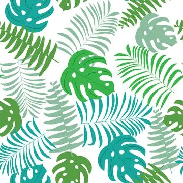 Seamless pattern with tropical leaves vector illustration Stock Illustration