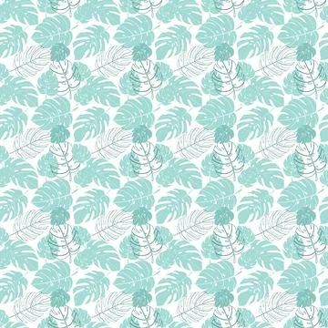 Seamless pattern with tropical monstera leaves vector design Stock Illustration