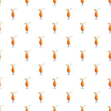 Seamless pattern with tropical orange cocktail glass Stockillustratie