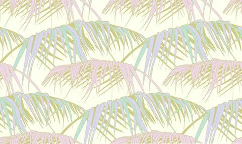 Seamless pattern with tropical palm branches in delicate shades Illustrazione stock