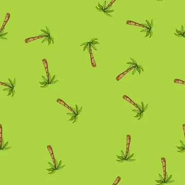 Seamless pattern tropical palm coconut cartoon vector Stockillustratie
