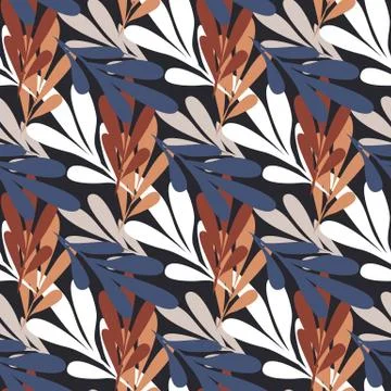Seamless pattern with tropical palm leaves. Design for fabric, textile print, Stock Illustration