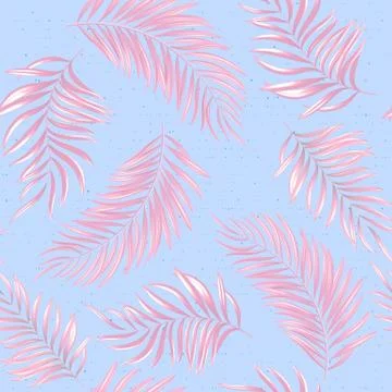 Seamless pattern of a tropical palm tree, jungle leaves. Vector floral pattern 스톡 일러스트
