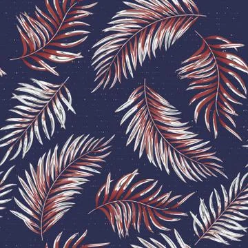 Seamless pattern of a tropical palm tree, jungle leaves. Vector floral pattern Illustrazione stock