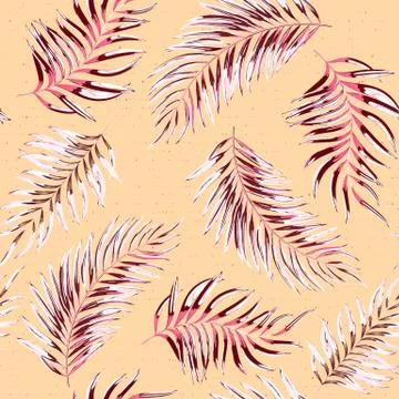 Seamless pattern of a tropical palm tree, jungle leaves. Vector floral pattern. 스톡 일러스트