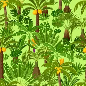 Seamless pattern with tropical palm trees. Exotic tropical plants Illustration イラスト素材