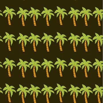 Seamless pattern of tropical palm trees on dark background Stockillustratie