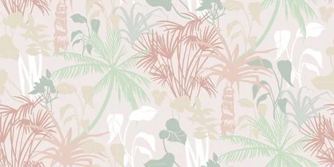 Seamless pattern with tropical plants Stock Illustration