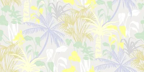 Seamless pattern with tropical plants Stock Illustration