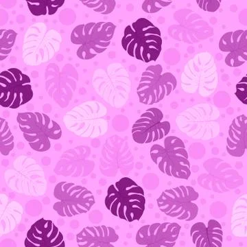 Seamless pattern with tropical plants leaves and monster bubbles. Modern rand 스톡 일러스트