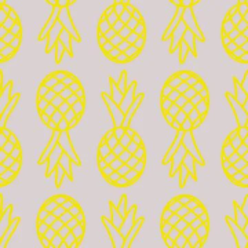 Seamless pattern, tropical summer background pineapple yellow gray, cute repe 스톡 일러스트