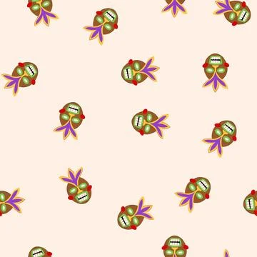 Seamless pattern tropical tiki mask cartoon vector 库存插图
