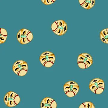 Seamless pattern tropical tribal mask cartoon vector Stock Illustration