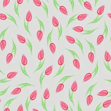 Seamless pattern with tulip flowers. Stock Illustration