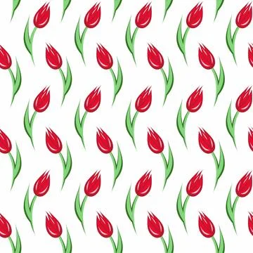 Seamless pattern with tulip flowers. Stock Illustration