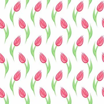 Seamless pattern with tulip flowers. Stock Illustration