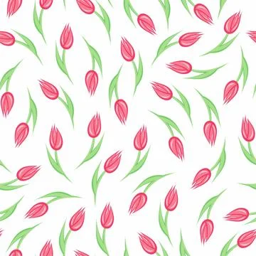 Seamless pattern with tulip flowers. Stock Illustration