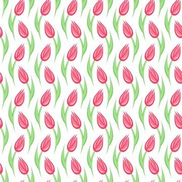 Seamless pattern with tulip flowers. Stock Illustration