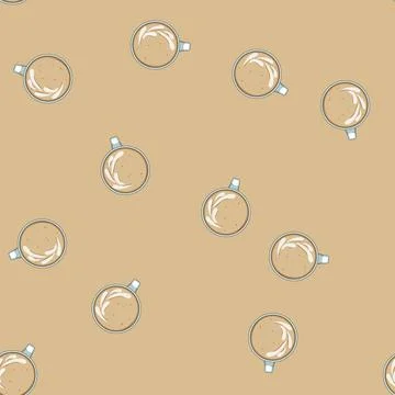Seamless pattern tulip latte art coffee cartoon vector Stock Illustration