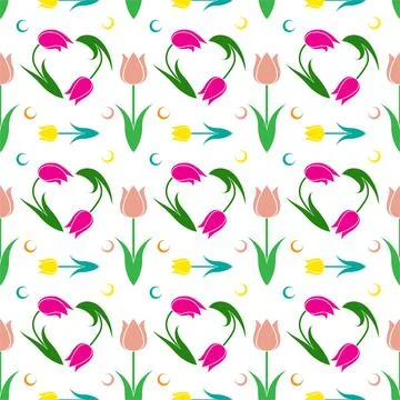 Seamless pattern tulip. Vector illustration. Stock Illustration