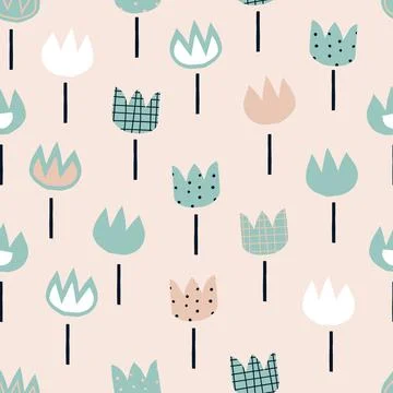 Seamless pattern with tulips Abstract Stock Illustration